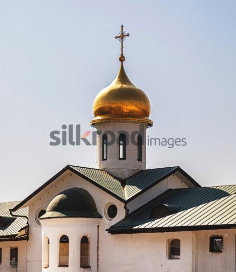 Church Dome with Golden Cross at Mount Nebo