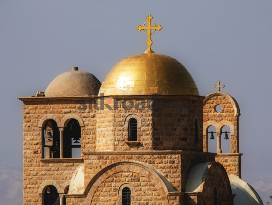 Close-up of Golden Dome and Cross on Madaba Church