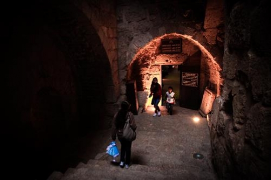Inside of Ajloun fortress. Arab and crusaders fort. Jordan. 