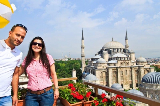 couple taking self photo 