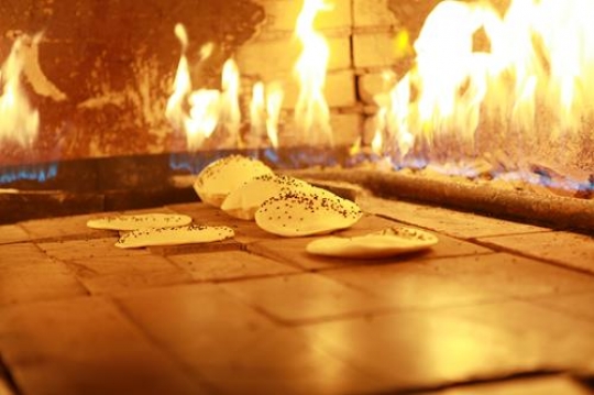 Bread inside the oven