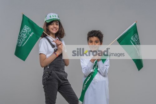 Arab kids proudly celebrating their country  