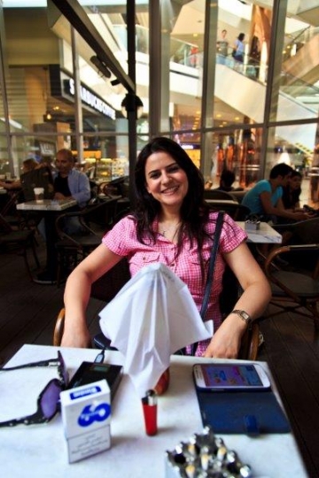 lady sitting in a restaurant