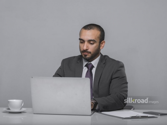 Businessman working on the laptop
