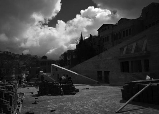 View of the town of Salt in Jordan, under construction place.