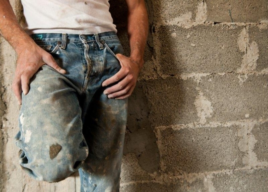 Palestinian Worker at Construction Site