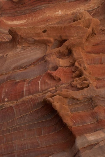 Sandstone gorge abstract pattern formation, Rose City cave, Siq, Petra, Jordan 