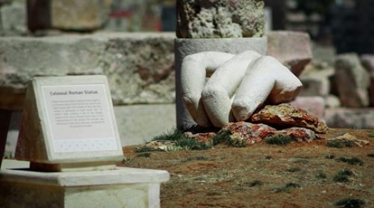 hercules hand near temple of hercules in antique citadel in amman,Jordan