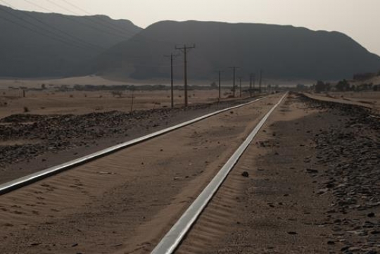 ottoman railroad in wadi rum desert,jordan