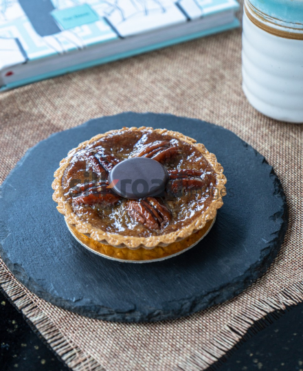 Pecan Tart with Chocolate Center on Slate Plate