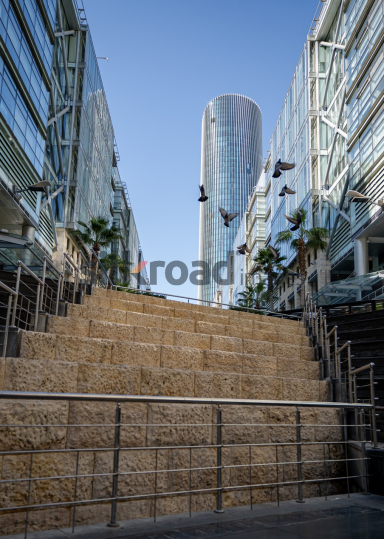 Rotana Hotel Tower with Doves in Flight, Al Abdali Boulevard, Amman
