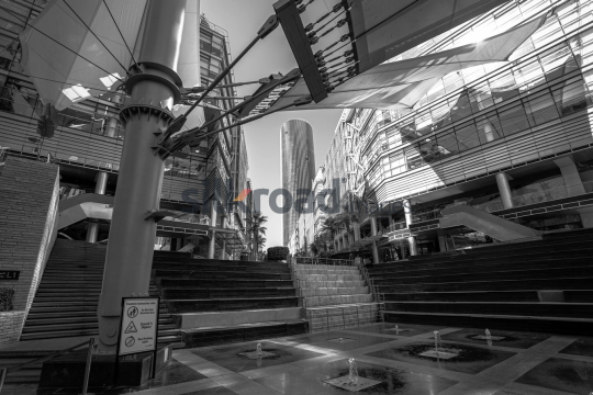 Scenic Landscape of Al Abdali Boulevard with Rotana Tower and Fountain