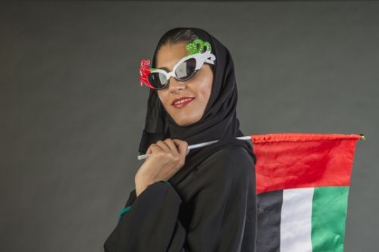 Woman celebrating her own country