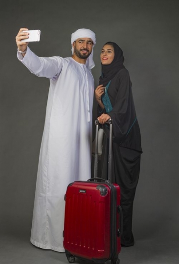 Arab Couple Taking a Selfie|-